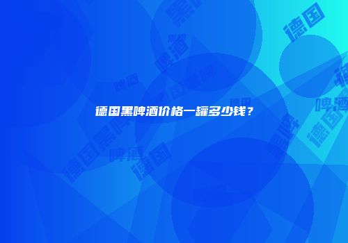 德国黑啤酒价格一罐多少钱？