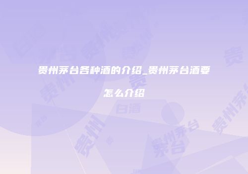 贵州茅台各种酒的介绍_贵州茅台酒要怎么介绍