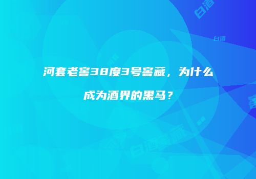 河套老窖38度3号窖藏，为什么成为酒界的黑马？