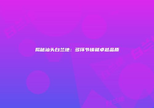 揭秘汕头白兰地：多环节铸就卓越品质