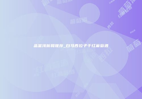 品鉴浅析和推荐_白马西拉子干红葡萄酒