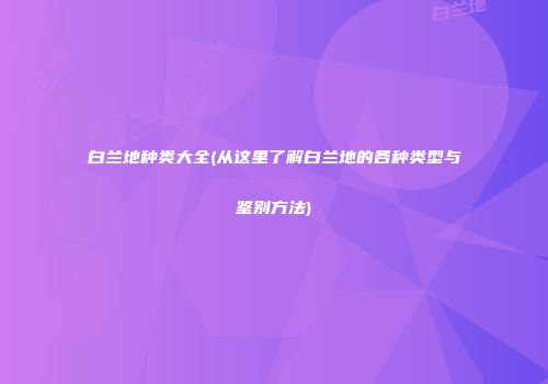 白兰地种类大全(从这里了解白兰地的各种类型与鉴别方法)