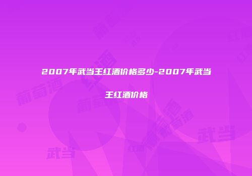 2007年武当王红酒价格多少-2007年武当王红酒价格