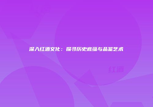 深入红酒文化：探寻历史底蕴与品鉴艺术