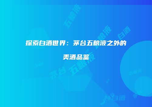 探索白酒世界：茅台五粮液之外的美酒品鉴