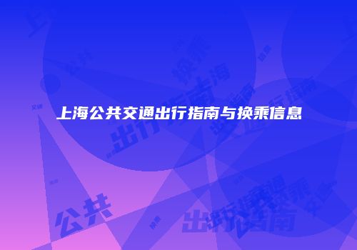 上海公共交通出行指南与换乘信息