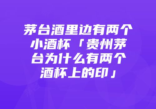 茅台酒里边有两个小酒杯「贵州茅台为什么有两个酒杯上的印」