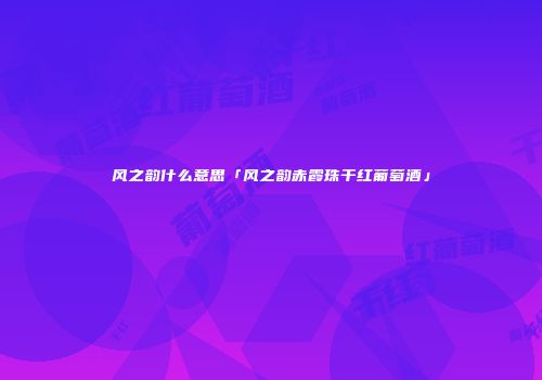 风之韵什么意思「风之韵赤霞珠干红葡萄酒」
