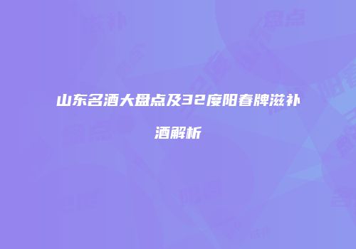 山东名酒大盘点及32度阳春牌滋补酒解析