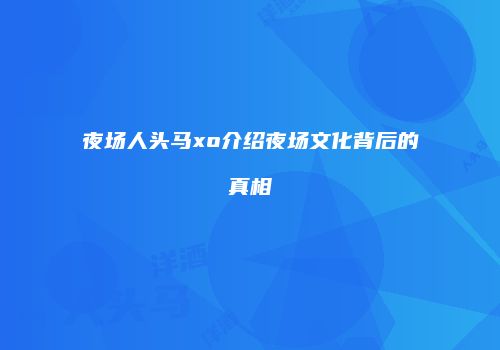 夜场人头马xo介绍夜场文化背后的真相