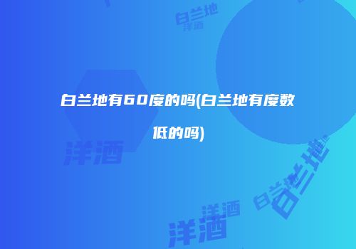 白兰地有60度的吗(白兰地有度数低的吗)