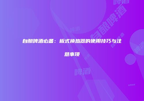 自酿啤酒必备：板式换热器的使用技巧与注意事项
