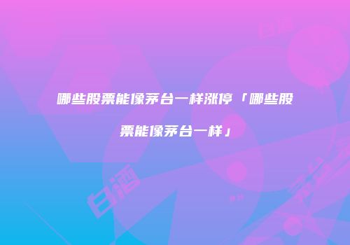 哪些股票能像茅台一样涨停「哪些股票能像茅台一样」