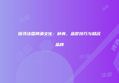 探寻法国啤酒文化：种类、品尝技巧与知名品牌
