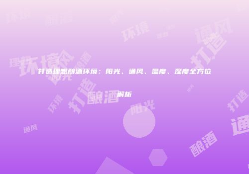 打造理想酿酒环境：阳光、通风、温度、湿度全方位解析