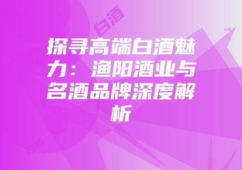 探寻高端白酒魅力：渔阳酒业与名酒品牌深度解析