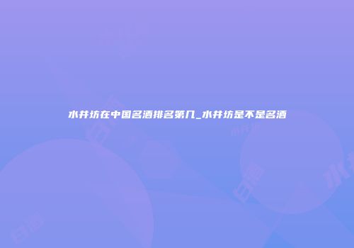水井坊在中国名酒排名第几_水井坊是不是名酒
