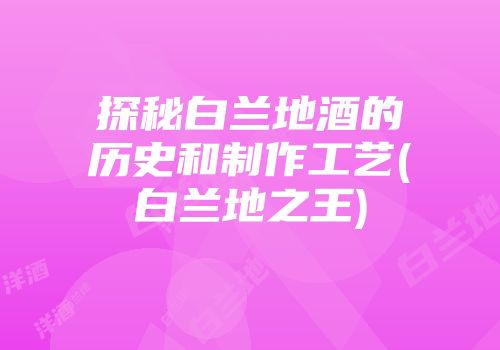 探秘白兰地酒的历史和制作工艺(白兰地之王)