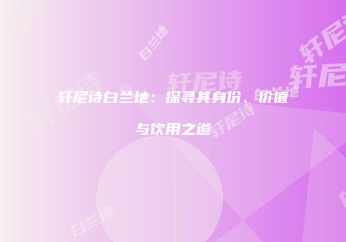 轩尼诗白兰地：探寻其身份、价值与饮用之道