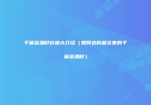 干葡萄酒籽价格大介绍（如何选购最实惠的干葡萄酒籽）