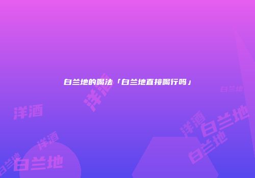 白兰地的喝法「白兰地直接喝行吗」