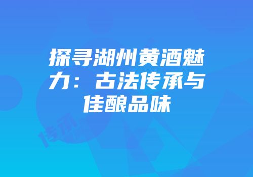 探寻湖州黄酒魅力：古法传承与佳酿品味