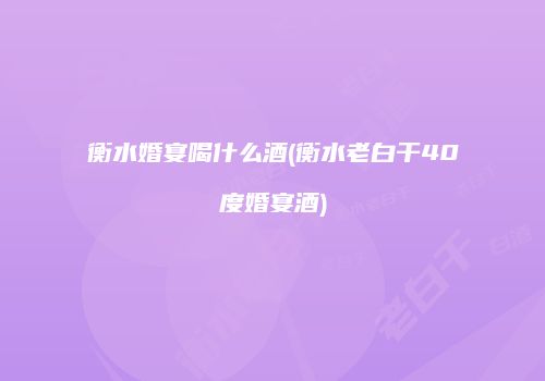 衡水婚宴喝什么酒(衡水老白干40度婚宴酒)