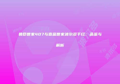 鲁臣世家407与嘉蓝世家波尔多干红：品鉴与解析