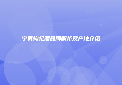 宁夏枸杞酒品牌解析及产地介绍