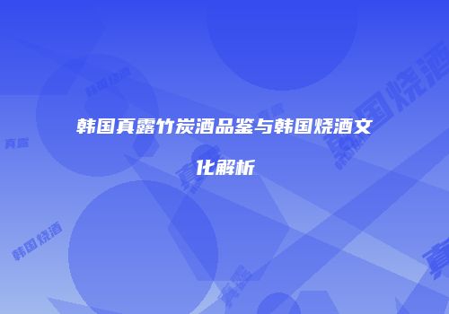 韩国真露竹炭酒品鉴与韩国烧酒文化解析