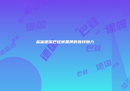 品味德国巴登狮黑啤的独特魅力