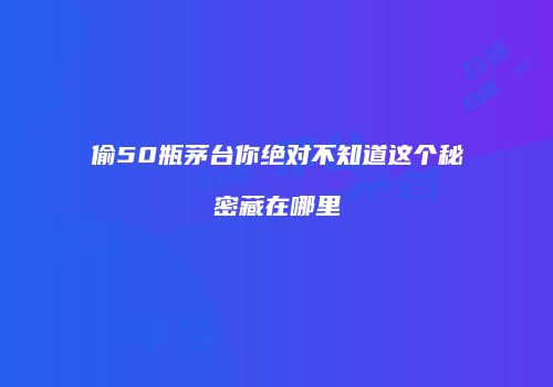 偷50瓶茅台你绝对不知道这个秘密藏在哪里