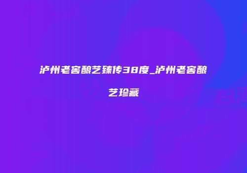 泸州老窖酿艺臻传38度_泸州老窖酿艺珍藏