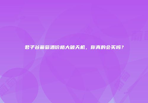 君子谷葡萄酒价格大破天机，你真的会买吗？