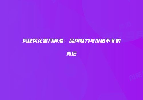揭秘风花雪月啤酒：品牌魅力与价格不菲的背后