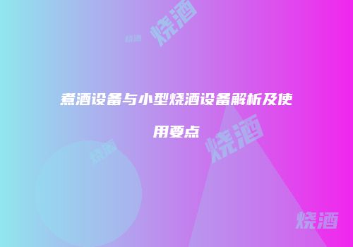 煮酒设备与小型烧酒设备解析及使用要点