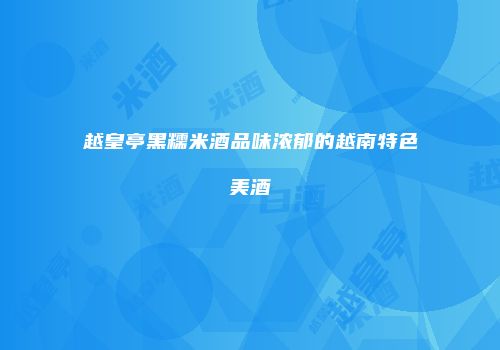 越皇亭黑糯米酒品味浓郁的越南特色美酒