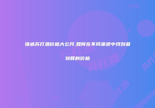 强威苏打酒价格大公开,如何在不同渠道中找到最划算的价格
