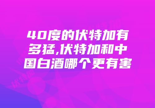 40度的伏特加有多猛,伏特加和中国白酒哪个更有害