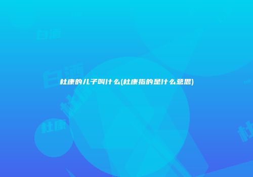 杜康的儿子叫什么(杜康指的是什么意思)