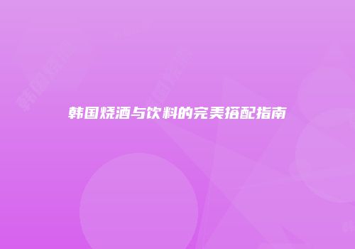 韩国烧酒与饮料的完美搭配指南