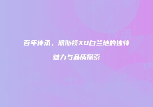 百年传承，派斯顿XO白兰地的独特魅力与品质探索