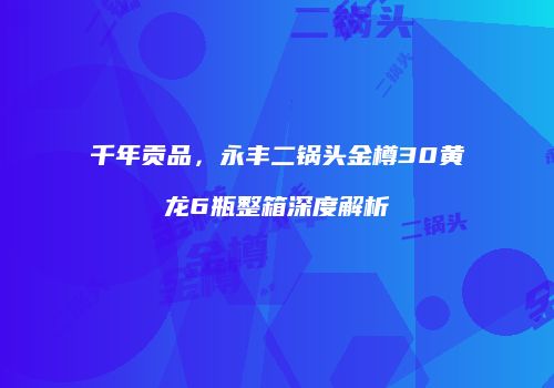 千年贡品，永丰二锅头金樽30黄龙6瓶整箱深度解析