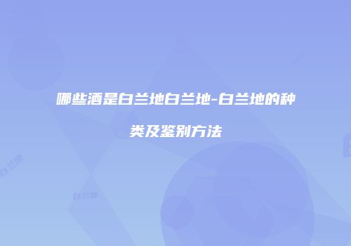 哪些酒是白兰地白兰地-白兰地的种类及鉴别方法