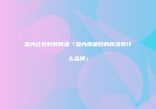 国内比较好的啤酒「国内质量好的啤酒有什么品牌」