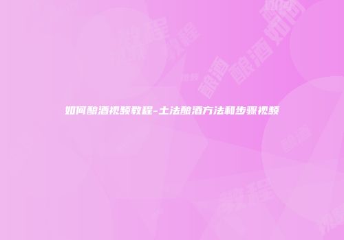 如何酿酒视频教程-土法酿酒方法和步骤视频