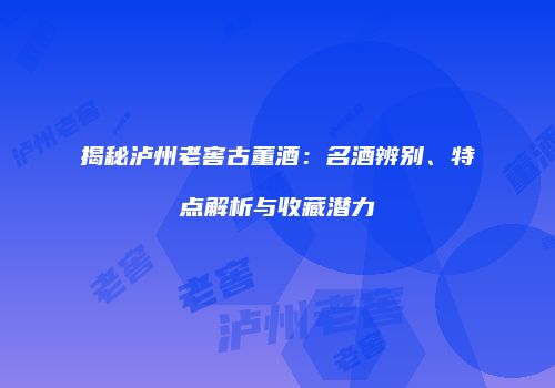 揭秘泸州老窖古董酒：名酒辨别、特点解析与收藏潜力