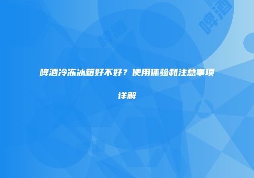 啤酒冷冻冰箱好不好？使用体验和注意事项详解