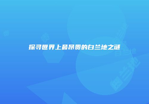 探寻世界上最昂贵的白兰地之谜