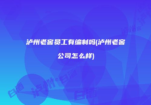 泸州老窖员工有编制吗(泸州老窖公司怎么样)